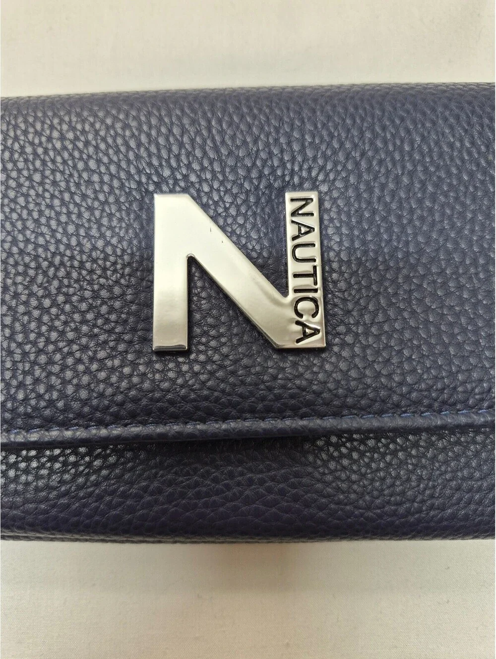 Nautica Navy Blue RFID Protection Trifold Wallet with Zippered Coin Pocket B453